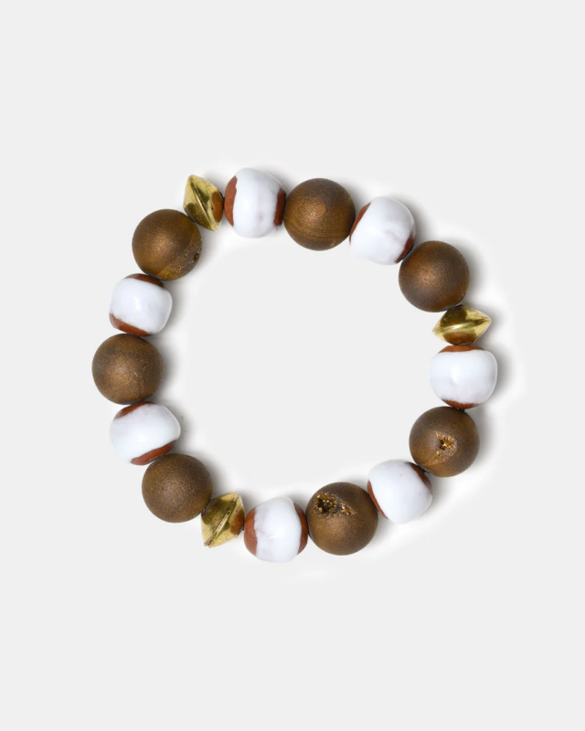 Terracotta and Golden Agate Bracelet