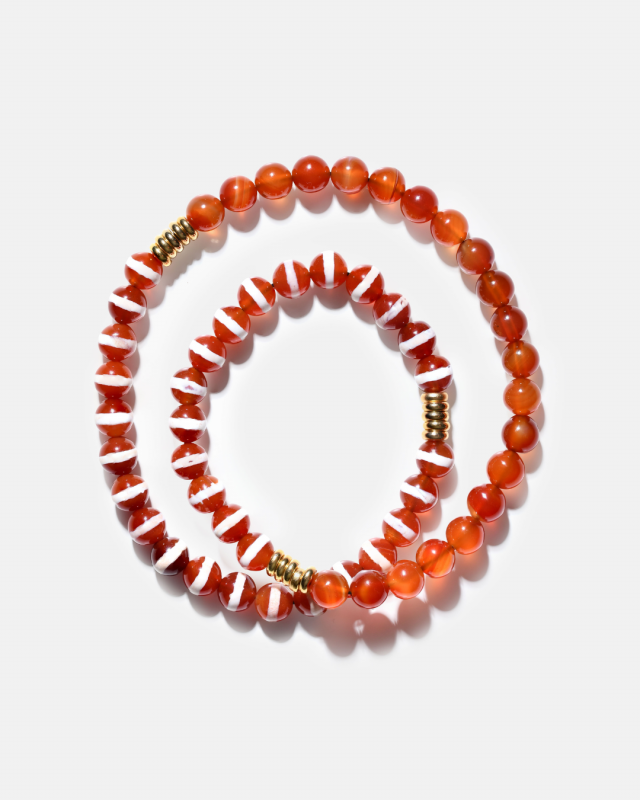 Tibetan Agate and Carnelian Bini Necklace