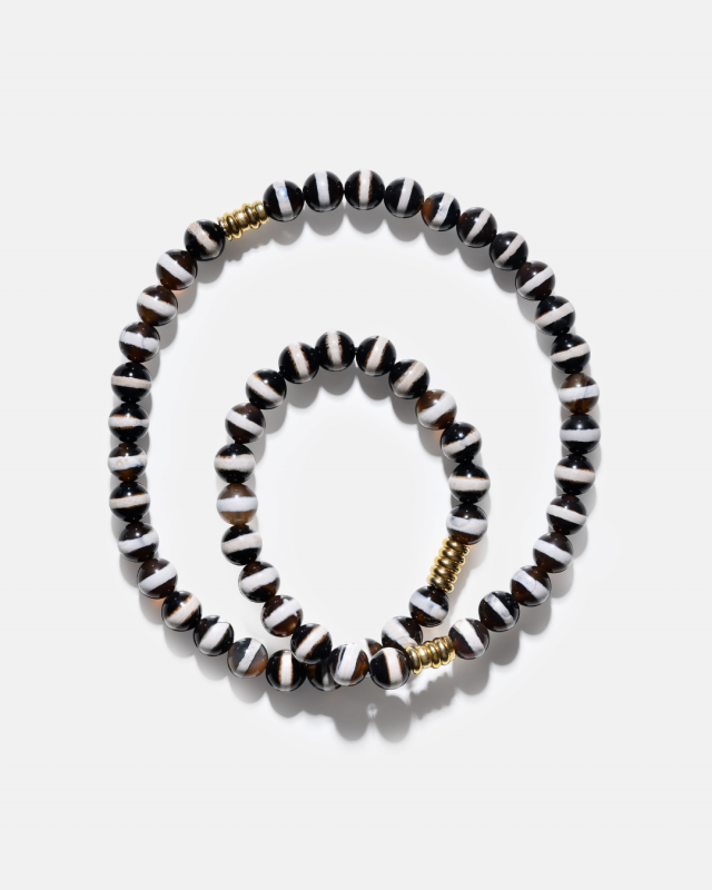 Black and White Tibetan Agate Bini Necklace