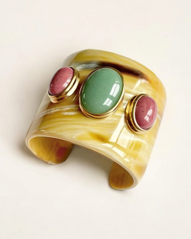 Gaia III Cuff in Aventurine & Rhodonite