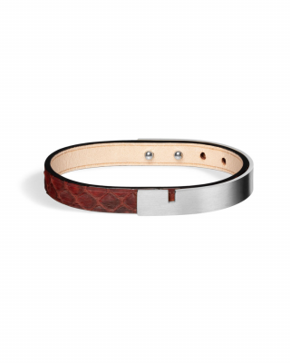 AjjourWorld U-TURN | Men's Burgundy Python Leather Bracelet