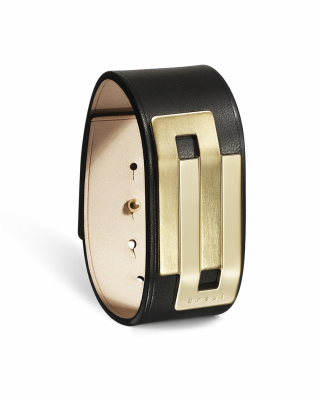 EMBRACE Black Leather Cuff Bracelet