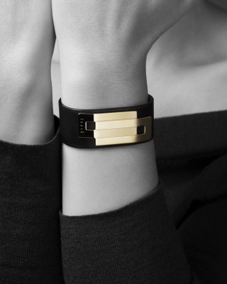 EMBRACE Black Leather Cuff Bracelet