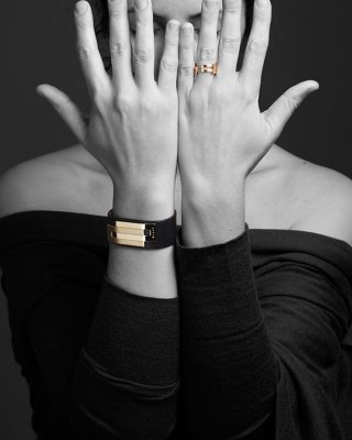 AjjourWorld EMBRACE Black Leather Cuff Bracelet