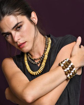 Terracotta and Golden Agate Bracelet