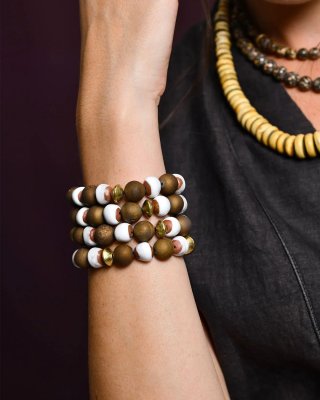 AjjourWorld Terracotta and Golden Agate Bracelet