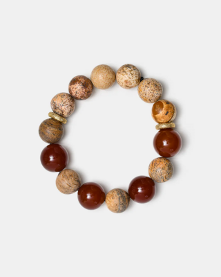 Matte Jasper and Carnelian Bracelet