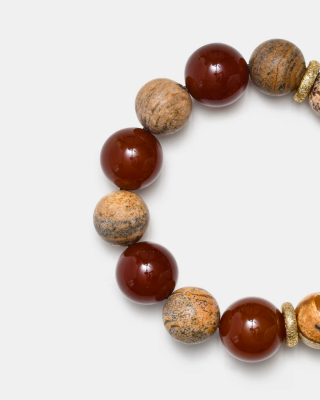 Matte Jasper and Carnelian Bracelet
