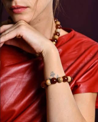 AjjourWorld Matte Jasper and Carnelian Bracelet
