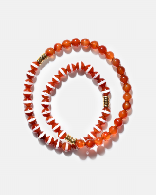 Tibetan Agate and Carnelian Bini Necklace