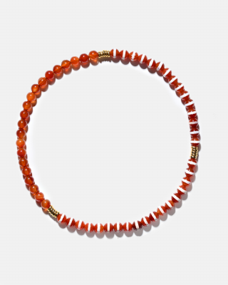 AjjourWorld Tibetan Agate and Carnelian Bini Necklace