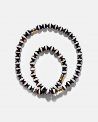 Black and White Tibetan Agate Bini Necklace