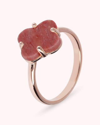 Cocktail Ring with Natural Stone Flower