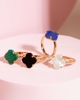 Cocktail Ring with Natural Stone Flower