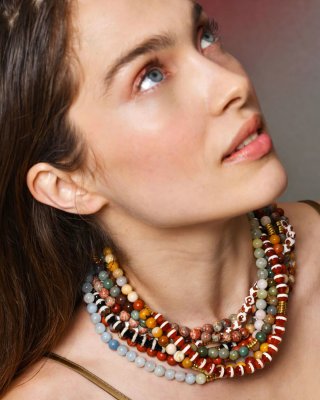 Tibetan Agate and Carnelian Bini Necklace