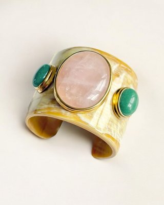 Gaia III Cuff in Rose Quartz & Aventurine