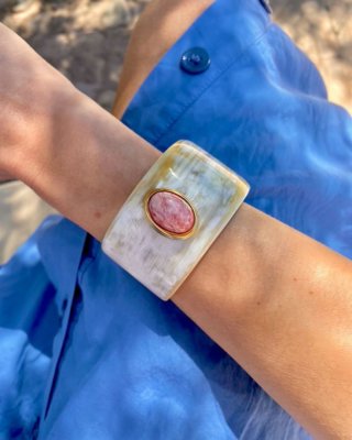 Gaia III Cuff in Rose Quartz & Aventurine
