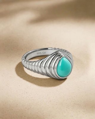 Ridge Teardrop Turquoise Ring