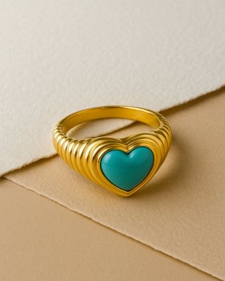 Ridge Heart Turquoise Ring