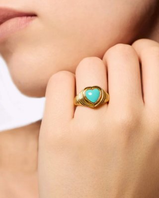 Ridge Heart Turquoise Ring
